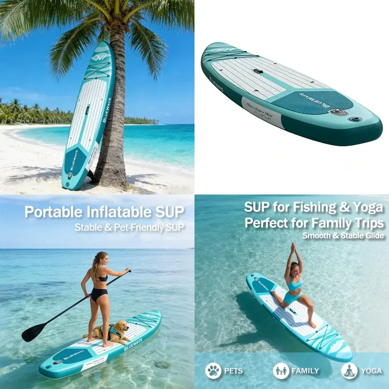 High-quality new all-round SUP inflatable paddle board with pump and fins, durable PVC/EVA material, suitable for marine