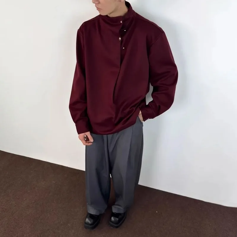 

Pullover Shirt Men's Long-sleeved Casual Loose Drape Shirt Jacket