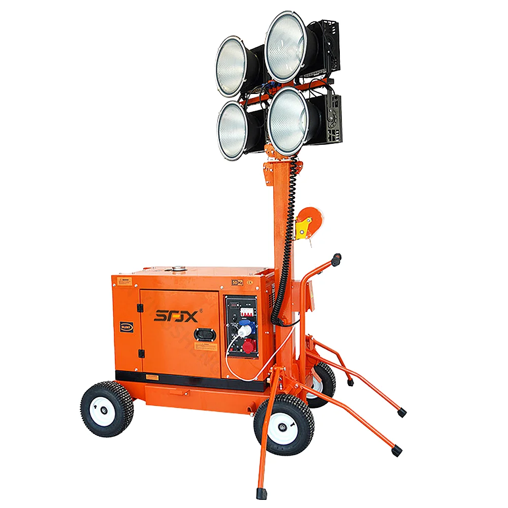 Balloon Mobile Light Tower Construction Diesel Trailer LED 5.5m Height 4 Sections Low Maintenance Cost 1 Year Warranty