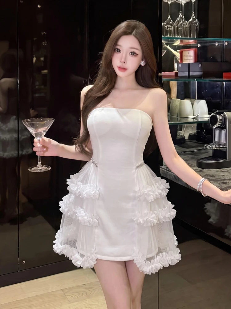 Elegant Princess Style Birthday Dress Sweet Beautiful Puffy Sleeveless Dress High Waist H Shape Silhouette for Young Women