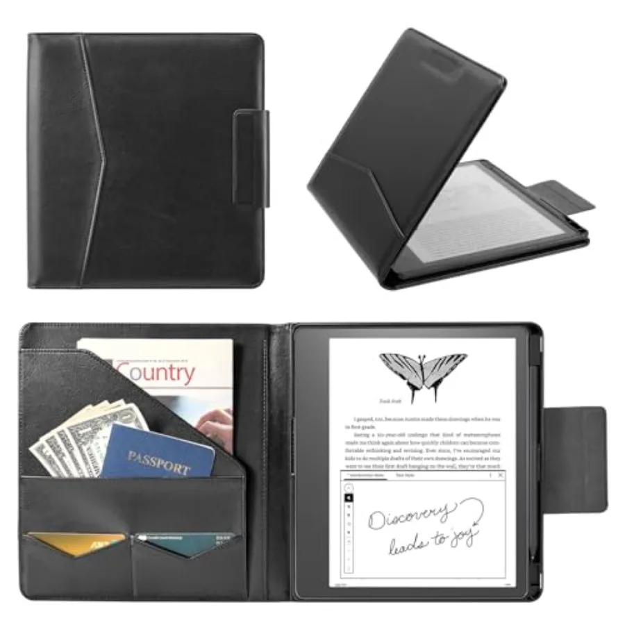 Premium PU Leather Case for Kindle Scribe 10.2 TouchPad D10 Boox Note Air 3 Folio Cover with Pen Holder Auto Sleep/Wake Card Sl