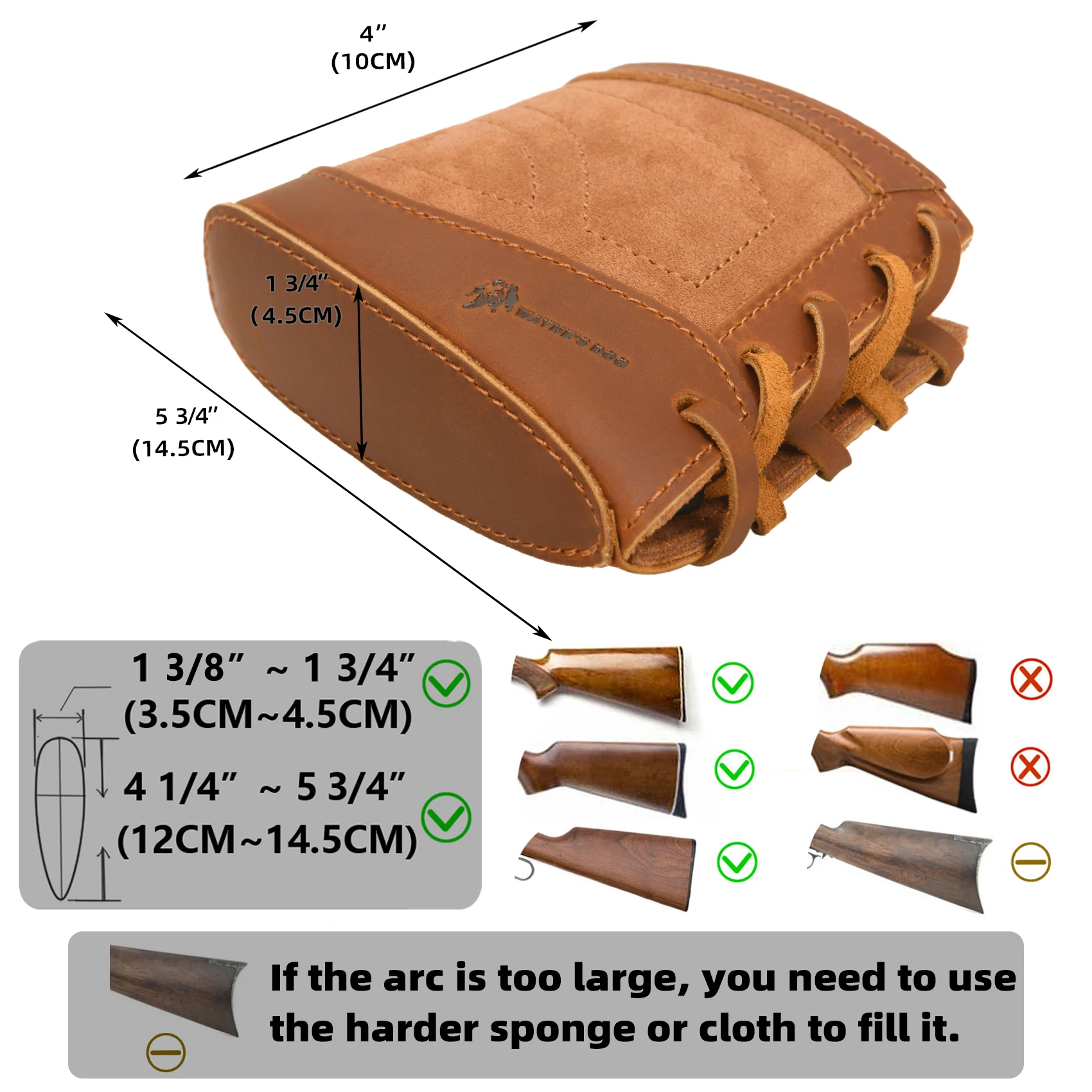 1 Suit Suede Leather Rifle Recoil Pad Cover Buttstock with Padded Leather Gun Sling Shotgun Strap for Outdoor Hunting 2