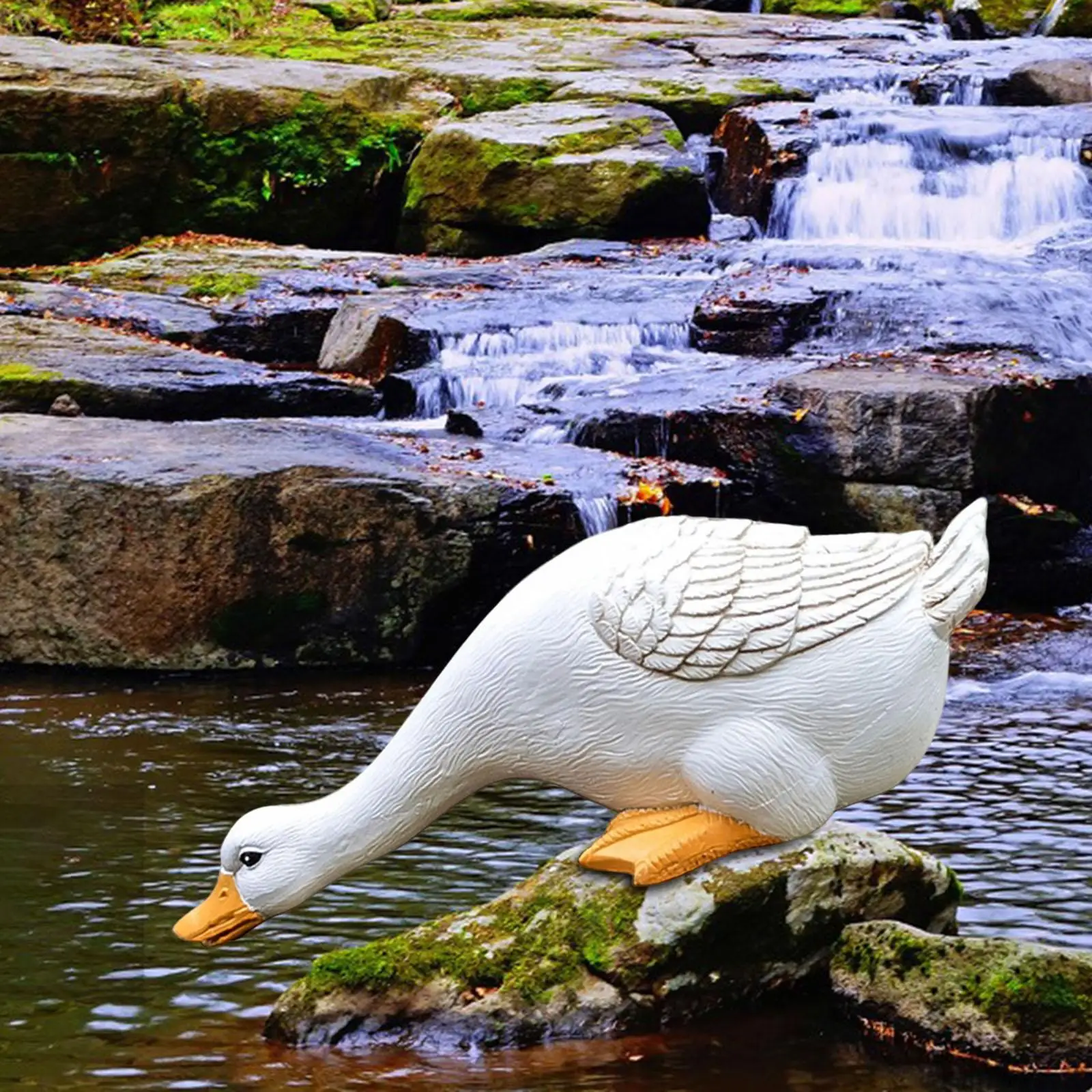 Garden Statues Duck Animal Figurines Hand Painted for Swim Pool Garden Décor