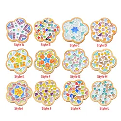 Mosaic Coaster Making Kit Filling Accessories Cup Mat Handmade Placemat Glass Mosaic Tiles Kit for Dining Table Office Hotel