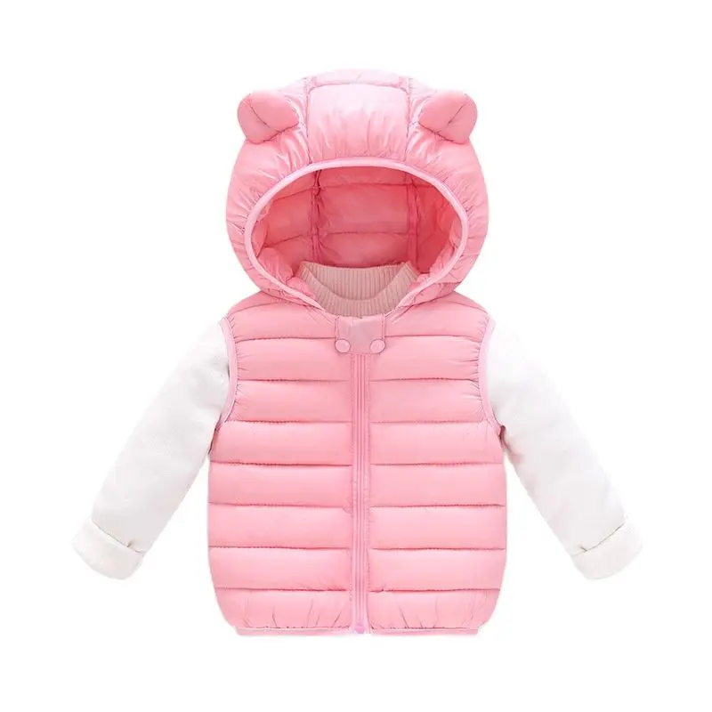 Autumn Winter Baby Vest Down Hooded solid color Toddler Boy Girl Keep Warm Waistcost Kid Sleeveless Jacket Children Clothes 0-6Y