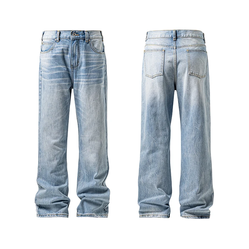 

JEANS Мужские классические прямые светло-голубые потертые джинсы M-5XL 7, варианты размера, большие, высокие, многократные, винтажные, большие размеры