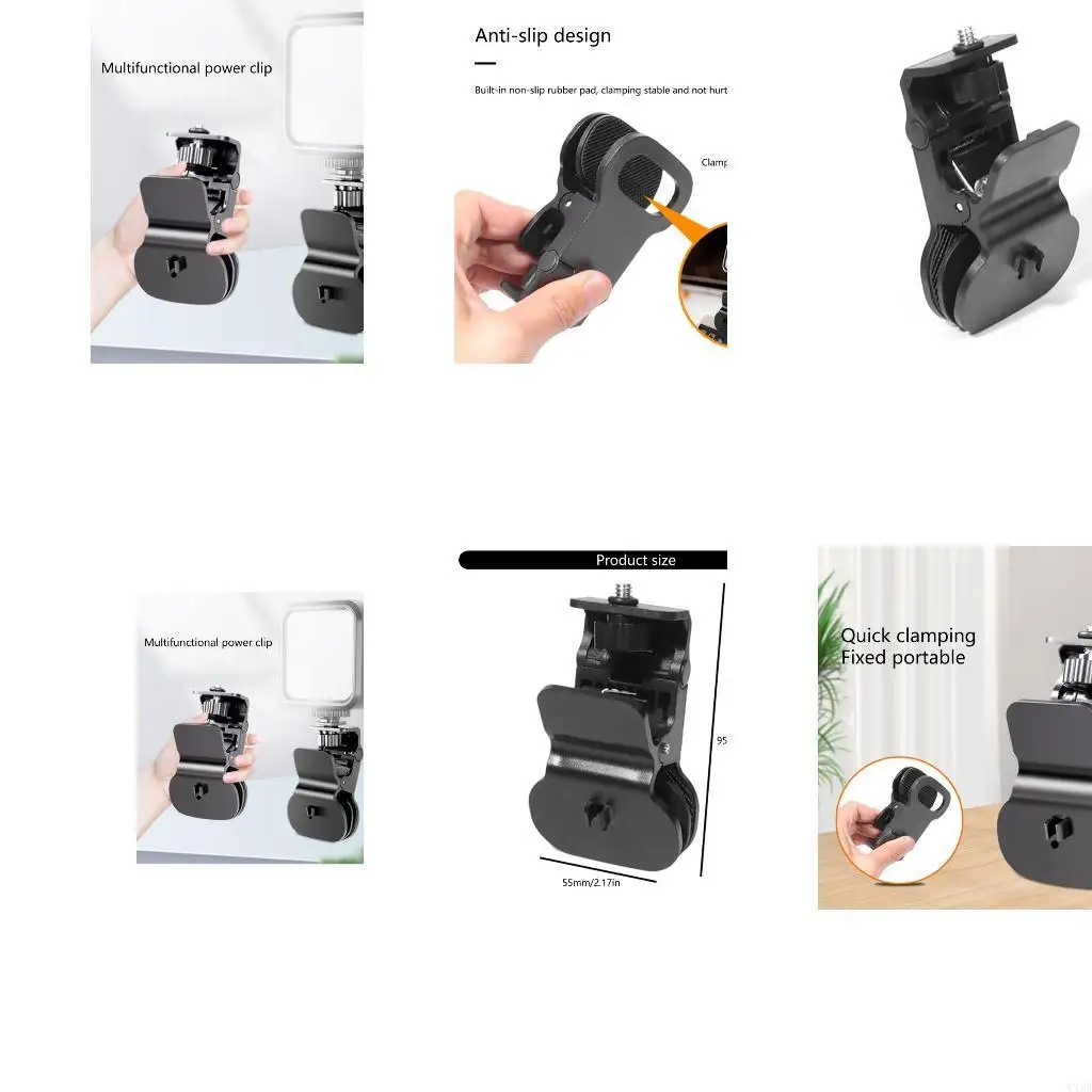 셀카 라이트 클립 마운트 마운트 홀더 1/4 나사 커넥터 부착물 클램프 스탠드