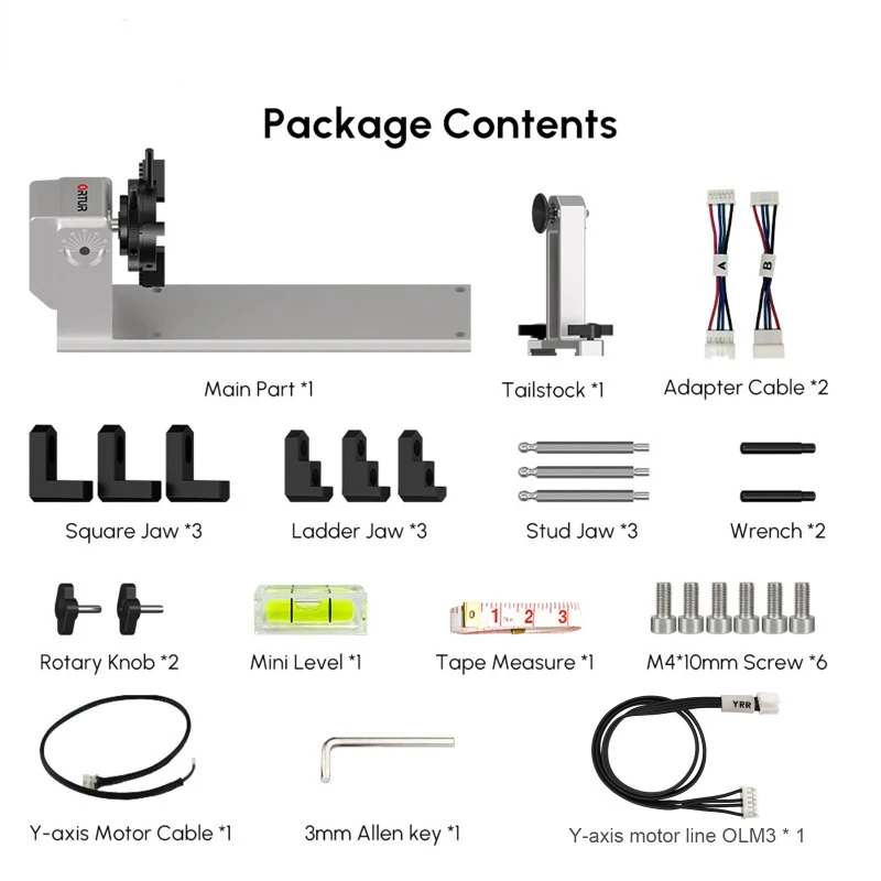 Ortur Y-Axis Rotary Chuck YRC1.0 Rotary Roller 360 Rotating 180 Horizontal Flip Angle Base for 99% Laser Engraver Machines