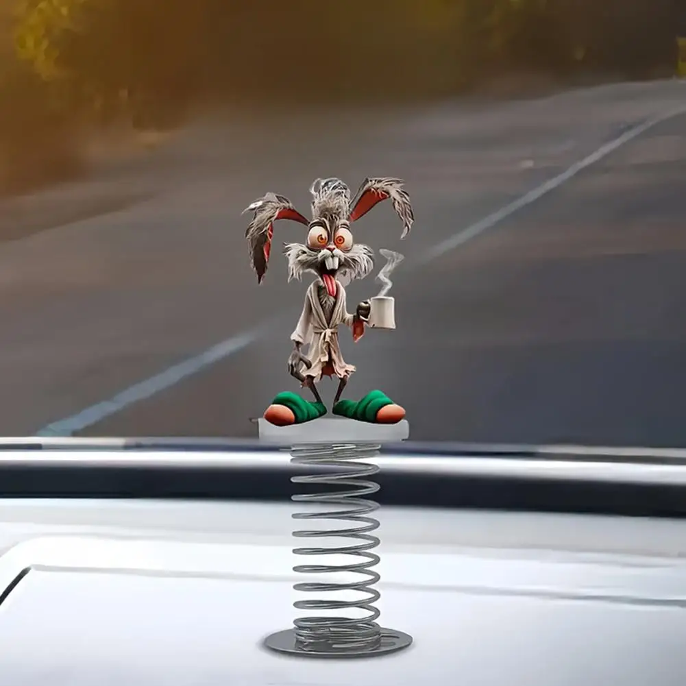 Cute Big Mouth Monkey 2D Acrylic Spring Rocking Music Car Ornament Trendy Desktop Accessory for Cars