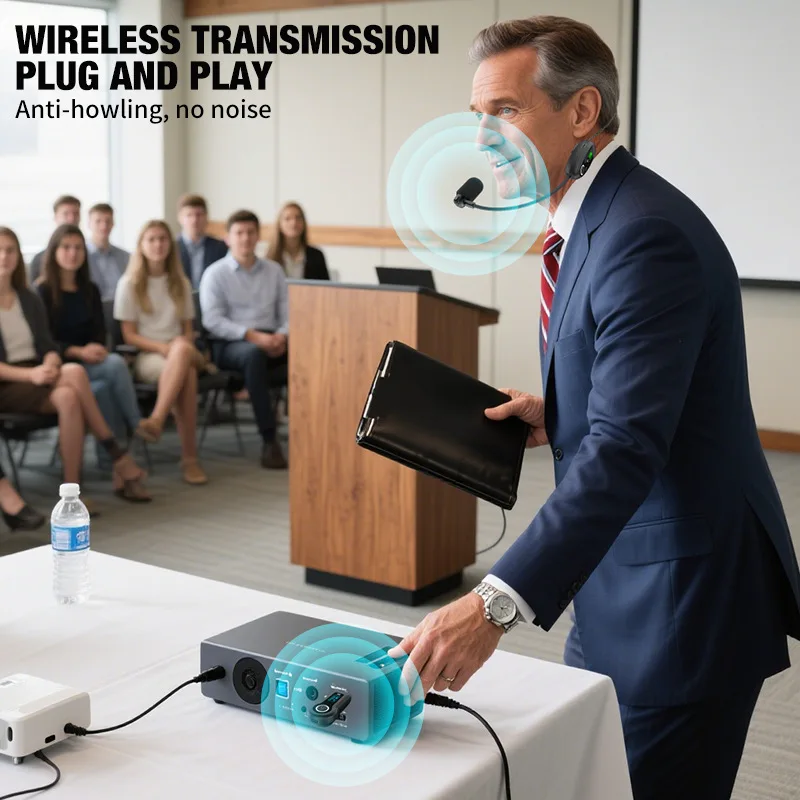 2.4G wireless microphone, head-mounted for teachers, classroom microphone, earpiece, outdoor Bluetooth speaker wholesale