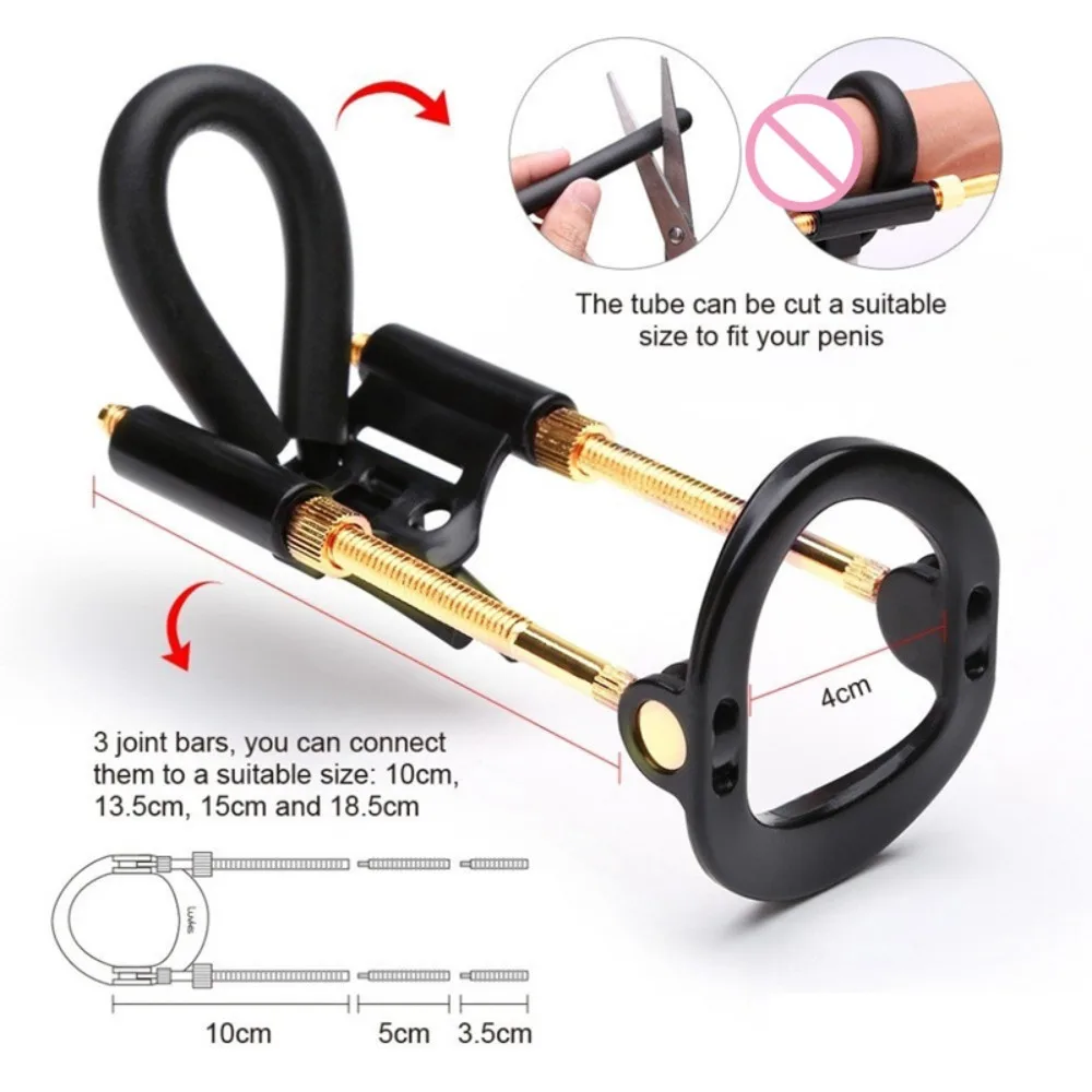 

Massage Male Bracket Kit Stretching Effective Adjustable Men Support Stretcher Black Gold Male Support Traction Device