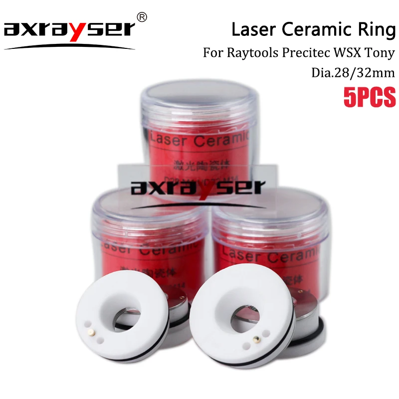 5pcs Raytools pierścień ceramiczny lasera światłowodowego D32 i D28 dla Bodor/Han's/HSG marka części maszyn do cięcia laserem światłowodowym WSX/Precitec/BOCI