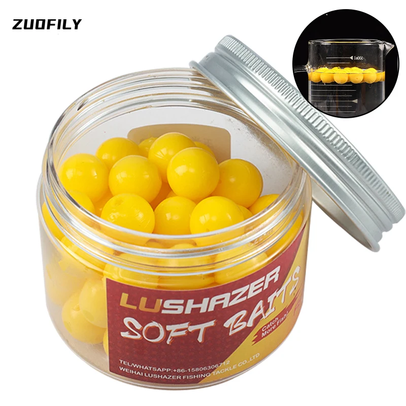 50 uds/botella de Señuelos de Pesca blandos flotantes de carpa de maíz 8 10 14mm cebos redondos de olor Artificial bola de flotabilidad señuelo TPR Chub Swimbait