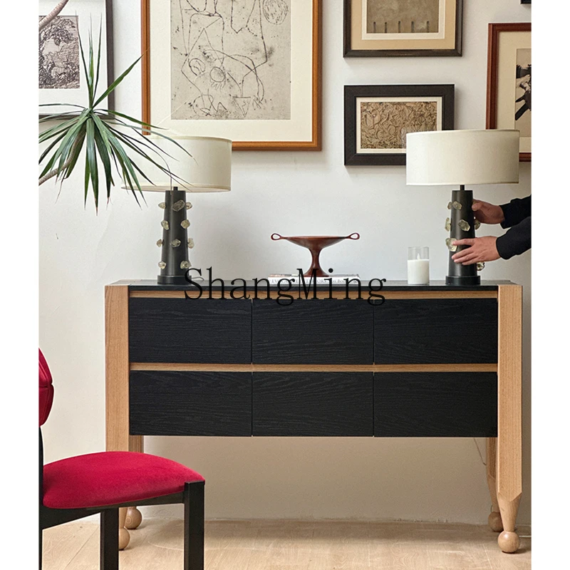 ZYH medieval solid wood six-chest cabinet, bedroom against the wall, storage, chest cabinet, living room, entrance cabinet