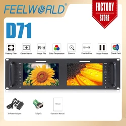 Feelworld Rack Mount Monitor D71 7 Inch IPS 3RU Camera LCD 3G-SDI HDMI Input Output 1280x800 Broadcast Level Quality Monitor