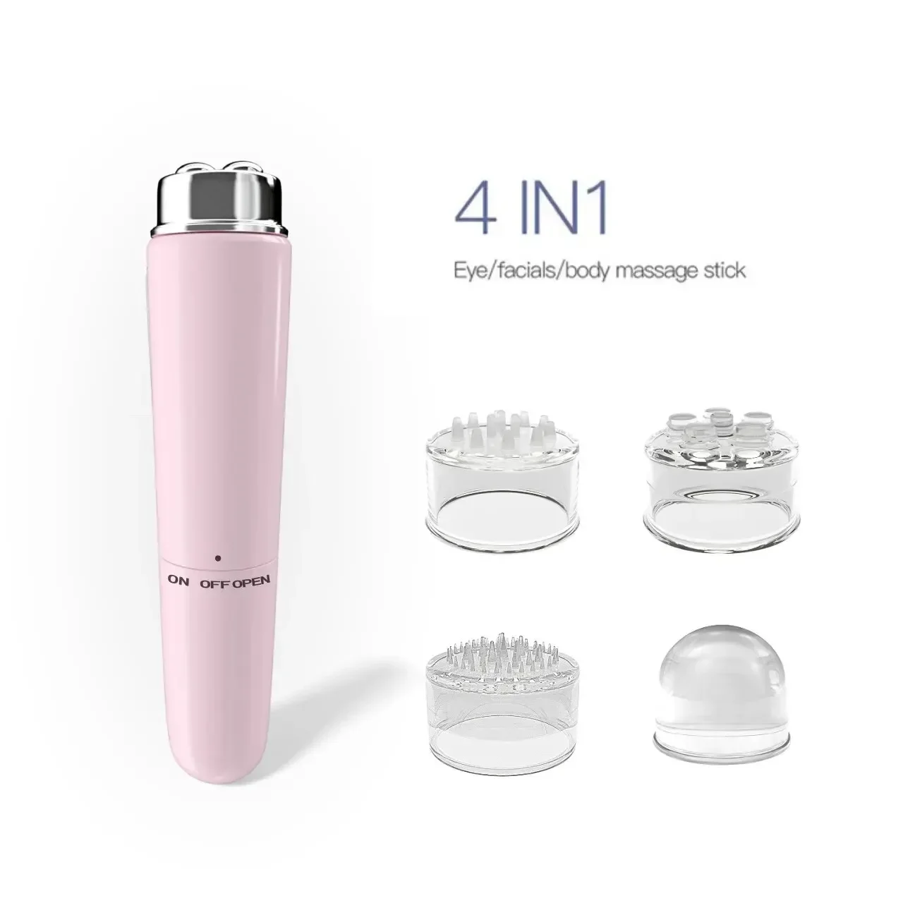 Mini Massage Pen Portable 4 Head Electric Eye Massage Instrument Tools Relax Device Lift Face Vibration Stick Health Care White view 6