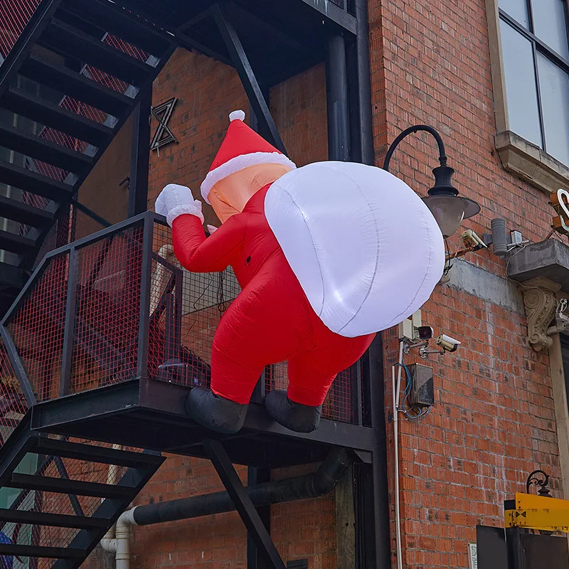 Christmas Inflatable Model,climbing Wall Santa Claus Glowing Inflatable Model, Outdoor Garden Scene Decoration Hanging Ornaments view 2