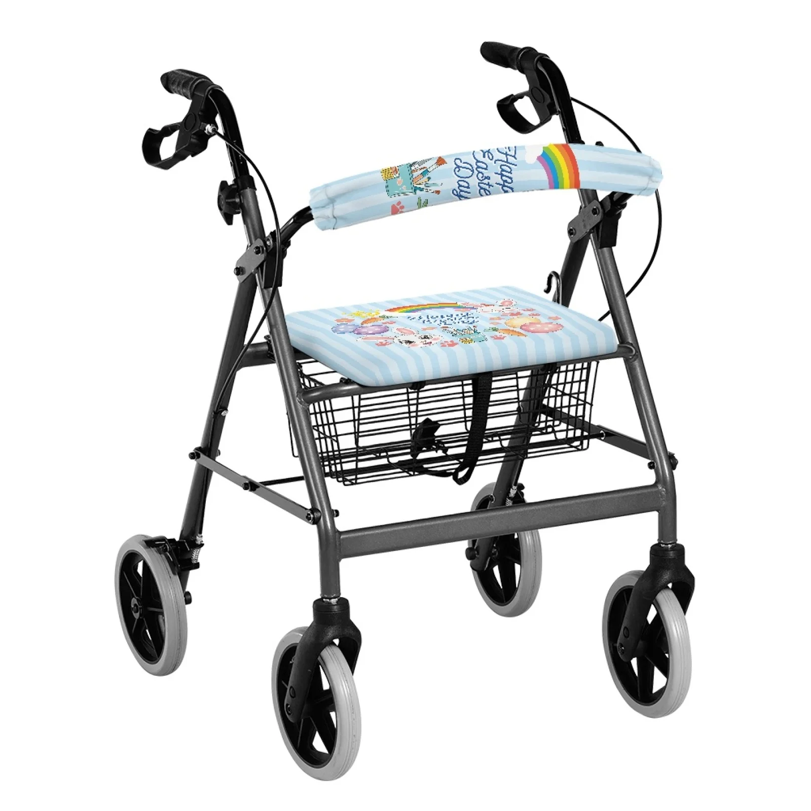 Coloranimal Fits Rollators Protective Cover 2 Pcs Rollator Decorations for Senior Ladies for Street Scenes Rabbit Rainbow