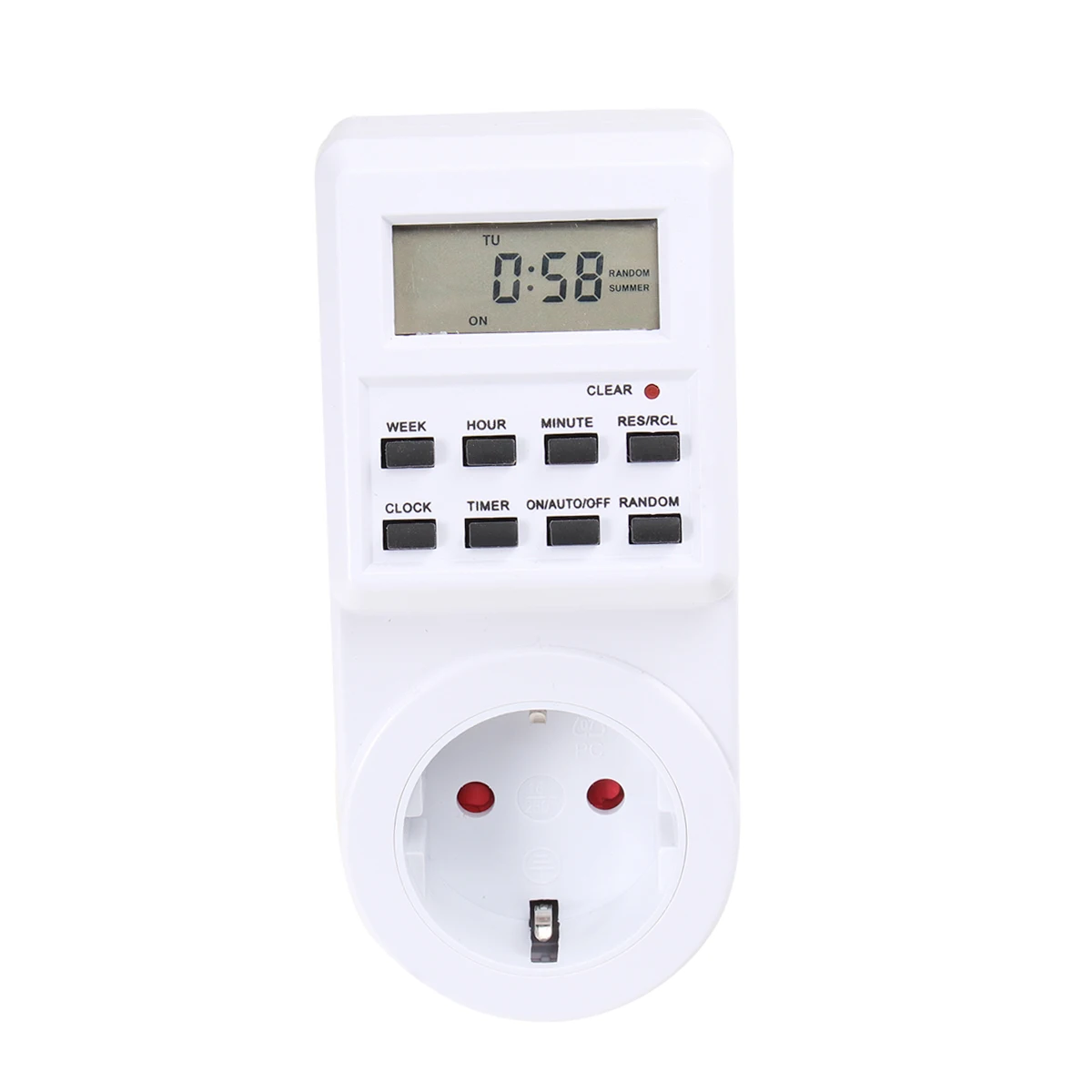 

Digital Timer Energy Meter Plug-In Wall Outlet Indoor Electronic Power Socket Daylight Savings Time Easy-Read Display Backup