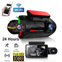 3.5-inch A68 HD 1080P Dash Cam with WiFi, Smartphone Connectivity, Dual Rotating Lenses for Front and Rear, Car DVR