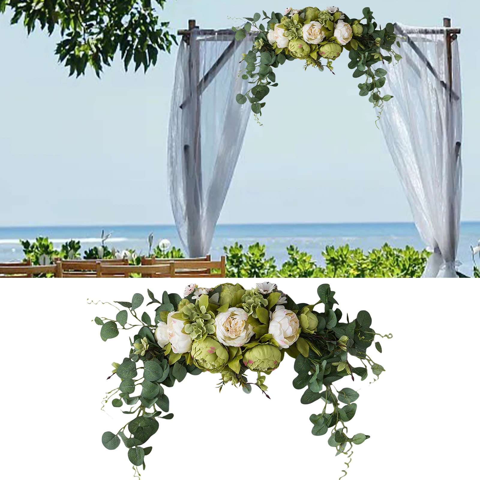 Artificial Arch Flowers Silk Rose Wreath Ring Wall Door Lintel Flower Trim Mirror Flower Garland Hanging Wedding Background Prop