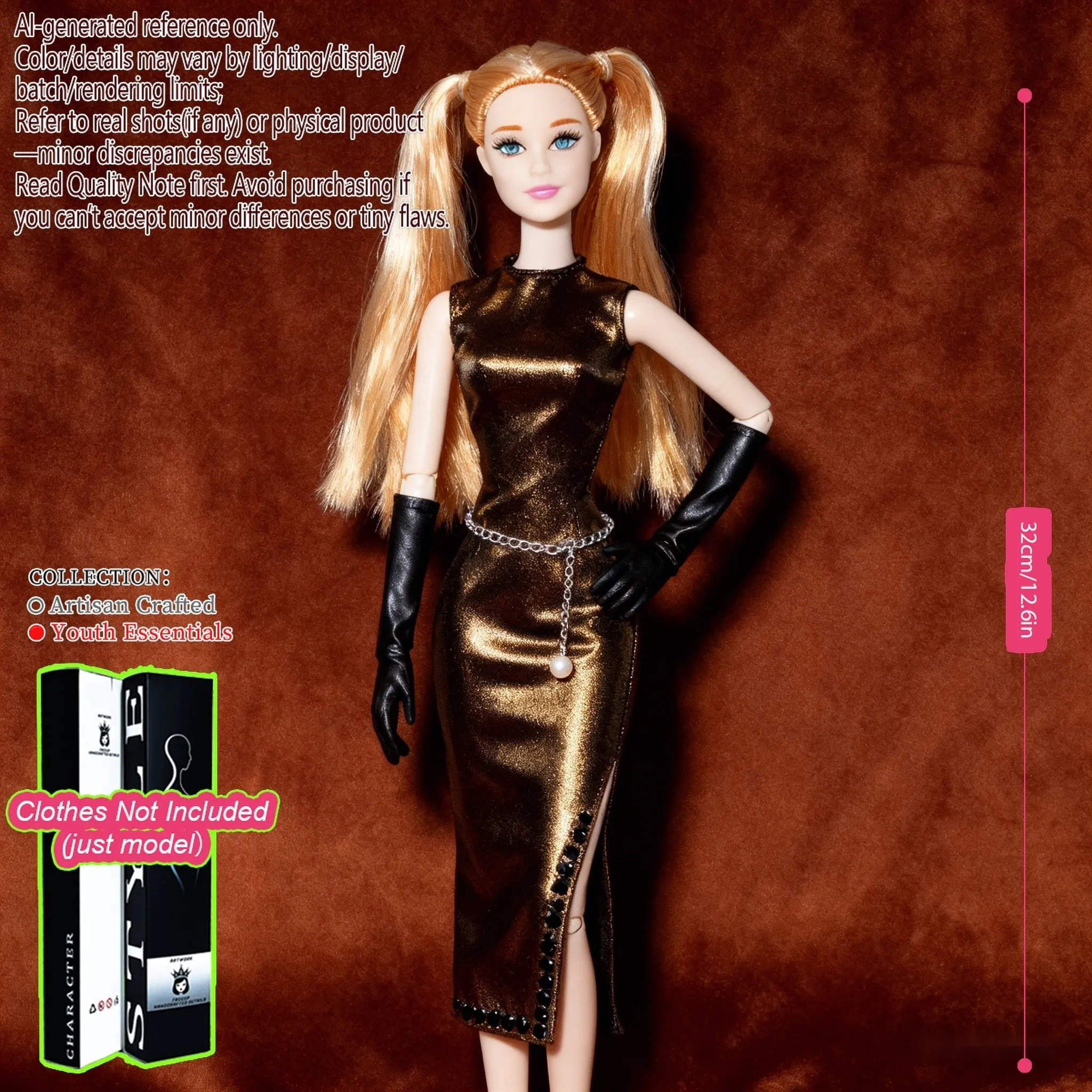 Trucco intercambiabile BJD 12,6 pollici da collezione premium a 12 snodi, scala 1/6 (senza abbigliamento)