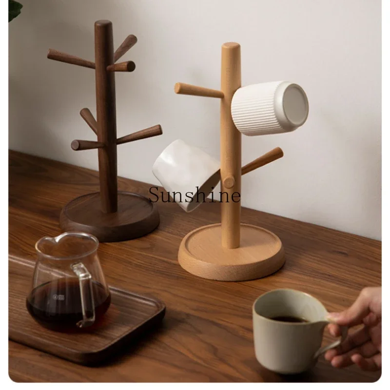 

Wooden cup holder Household mug glass desktop storage Water rack