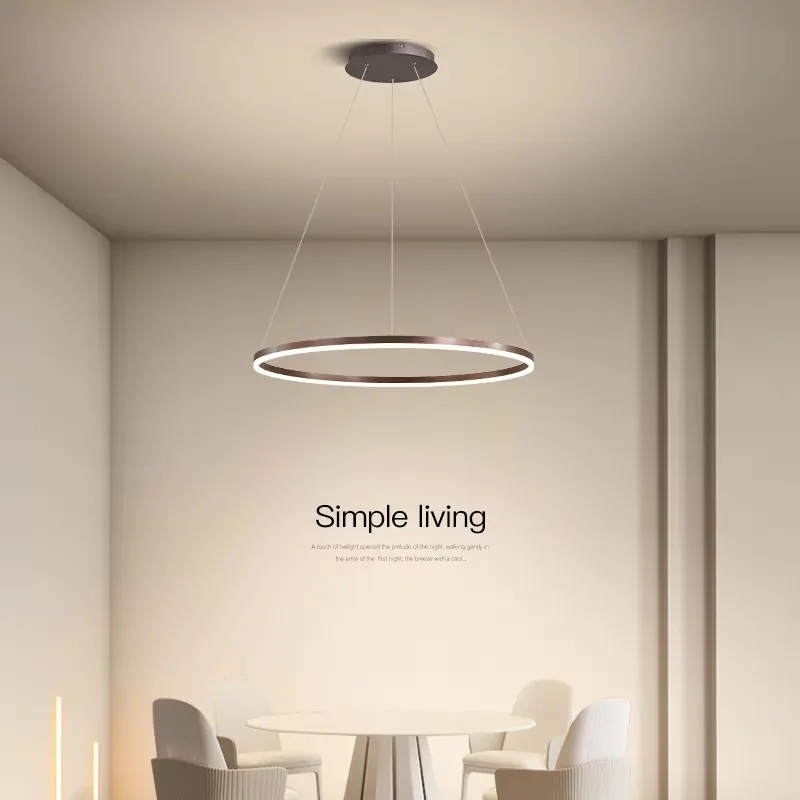 

Modern Simple LED Chandelier Lighting Living Dining Room Island Round Ring Hanging Lamp Bedroom Restaurant Bar Coffee Luminaires