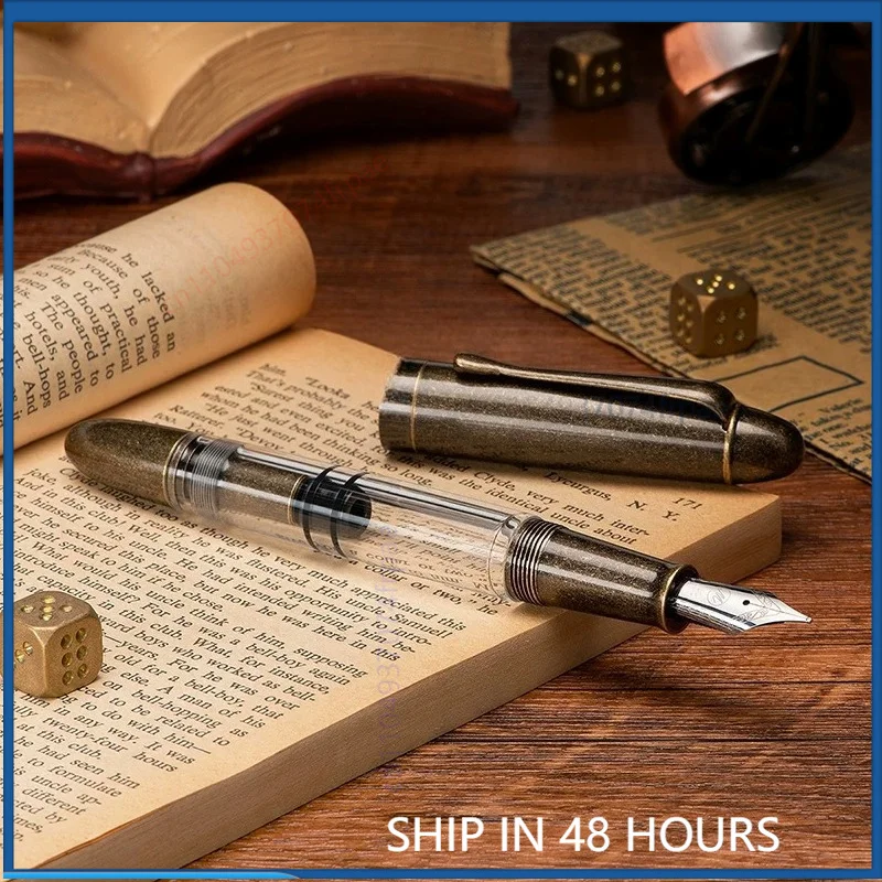 For Asvine P30 Torpedo Resin Fountain Pen Piston Filling Retro Brass Smooth Writing Pen For Office Student Calligraphy Gift