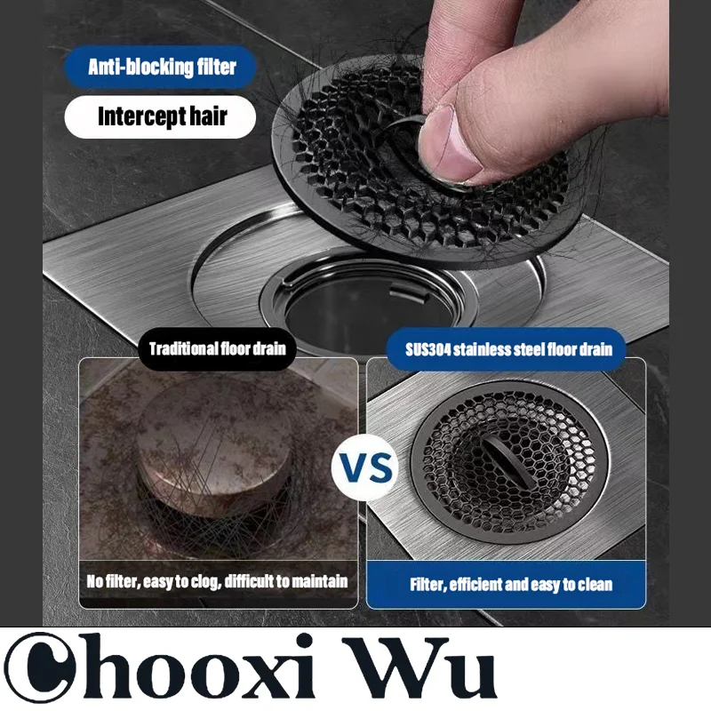 CHOOXIWU-Stainless steel floor drain cover is suitable for bathroom and kitchen, insect-proof and odor-proof