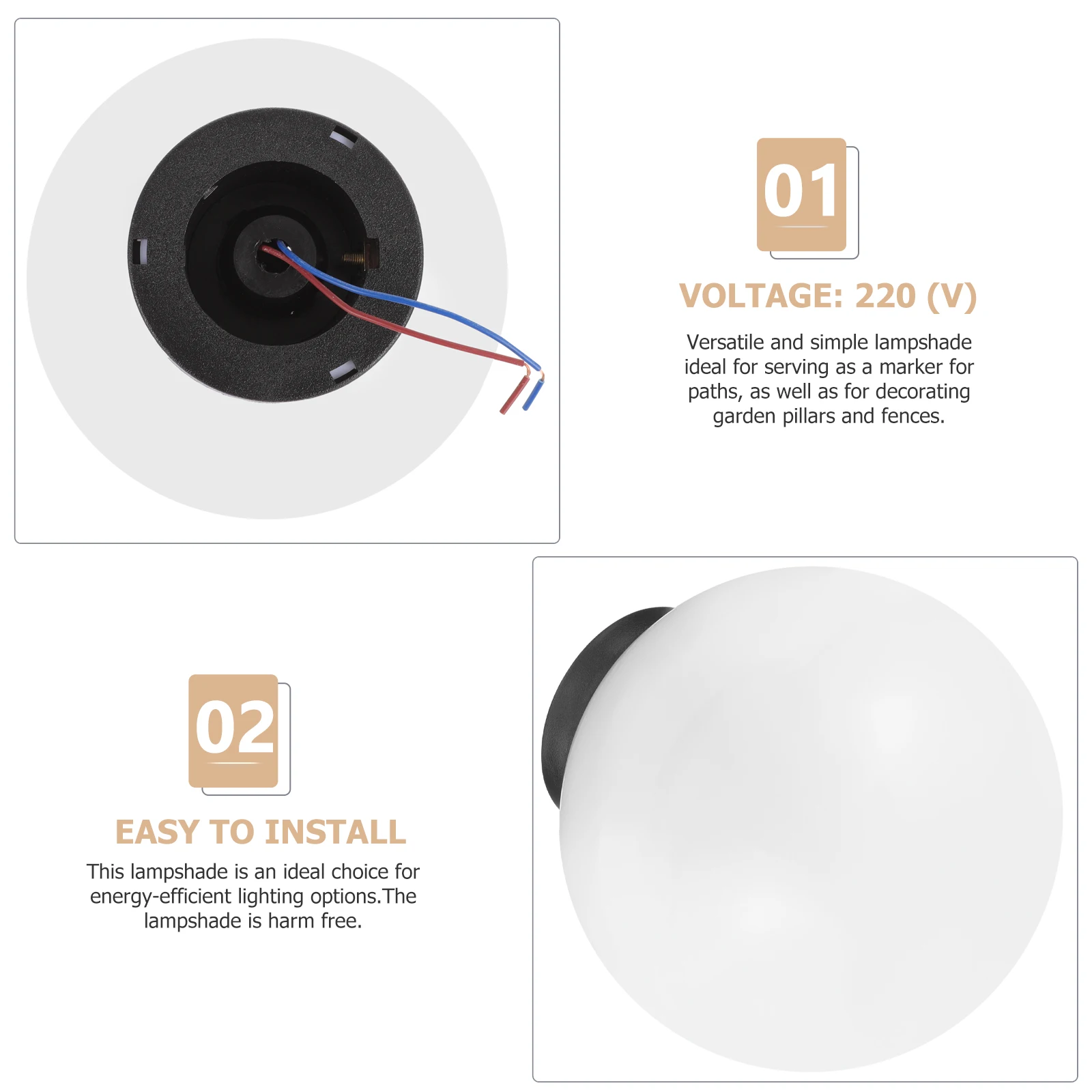 

Garden Light Patio Lampshade Post Lamp Shade Wall Porch Cover Globe 200x95mm Plastic Outdoor Lampshade