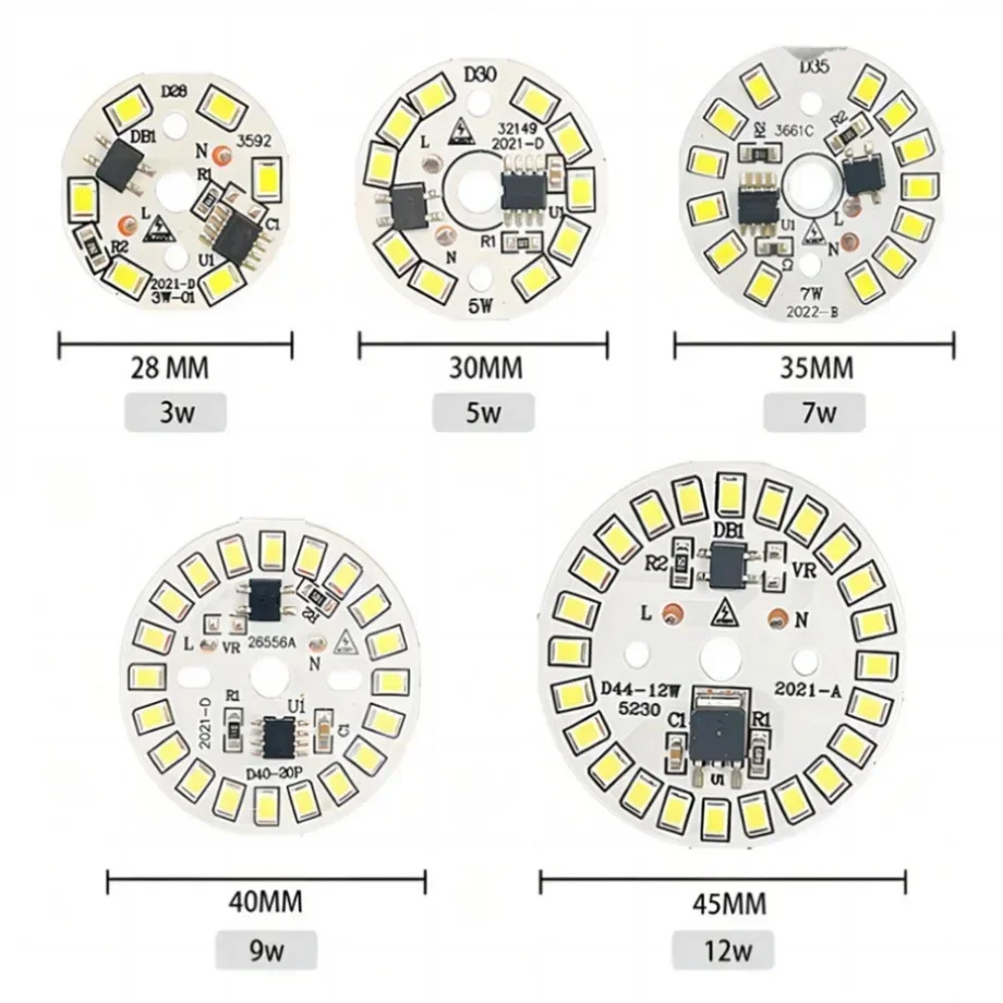 YzzKoo lámpara de parche de bombilla LED, placa SMD, módulo Circular, placa de fuente de luz para bombilla, CA de 220V, foco de Chip Led Downlight