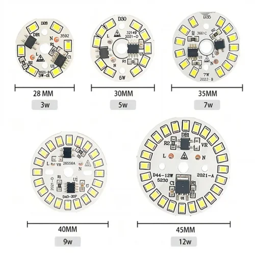 YzKoo LED 전구 패치 램프 SMD 플레이트, 전구 조명용 원형 모듈 광원 플레이트, LED 다운라이트 칩 스포트라이트, AC 220V 