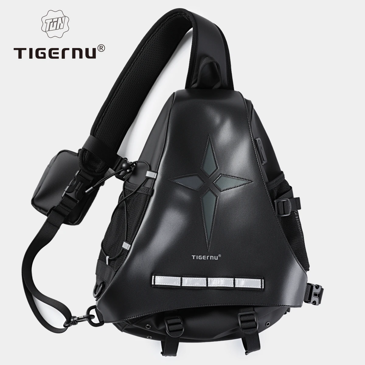 AliExpress tigernu Tigernu Men's Oversized Crossbody Bag With USB Port For 11inch Chest Bag With Detachalbe 3-point Suppprt Strap Cycling Gym Bag