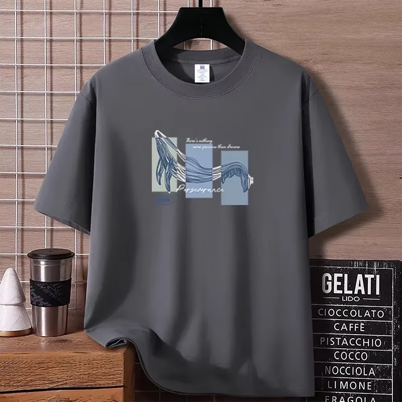 2025 Sommer 100 % Baumwolle T-Shirts Mann hochwertige Casual T-Shirts einfarbig Paar übergroße T-Shirts schwarz weiß grau Sport Tops