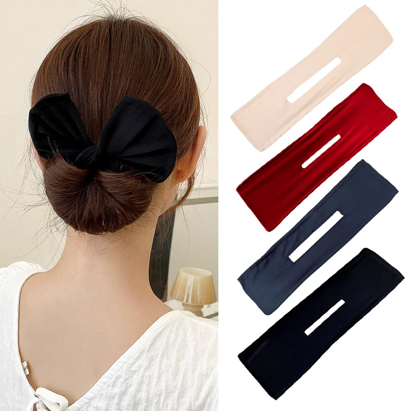 

Универсальный набор булочек для волос, 2/4 шт., простые в использовании заколки для волос Magic French Twist, ленты с леопардовым цветочным принтом для женщин, аксессуары для волос