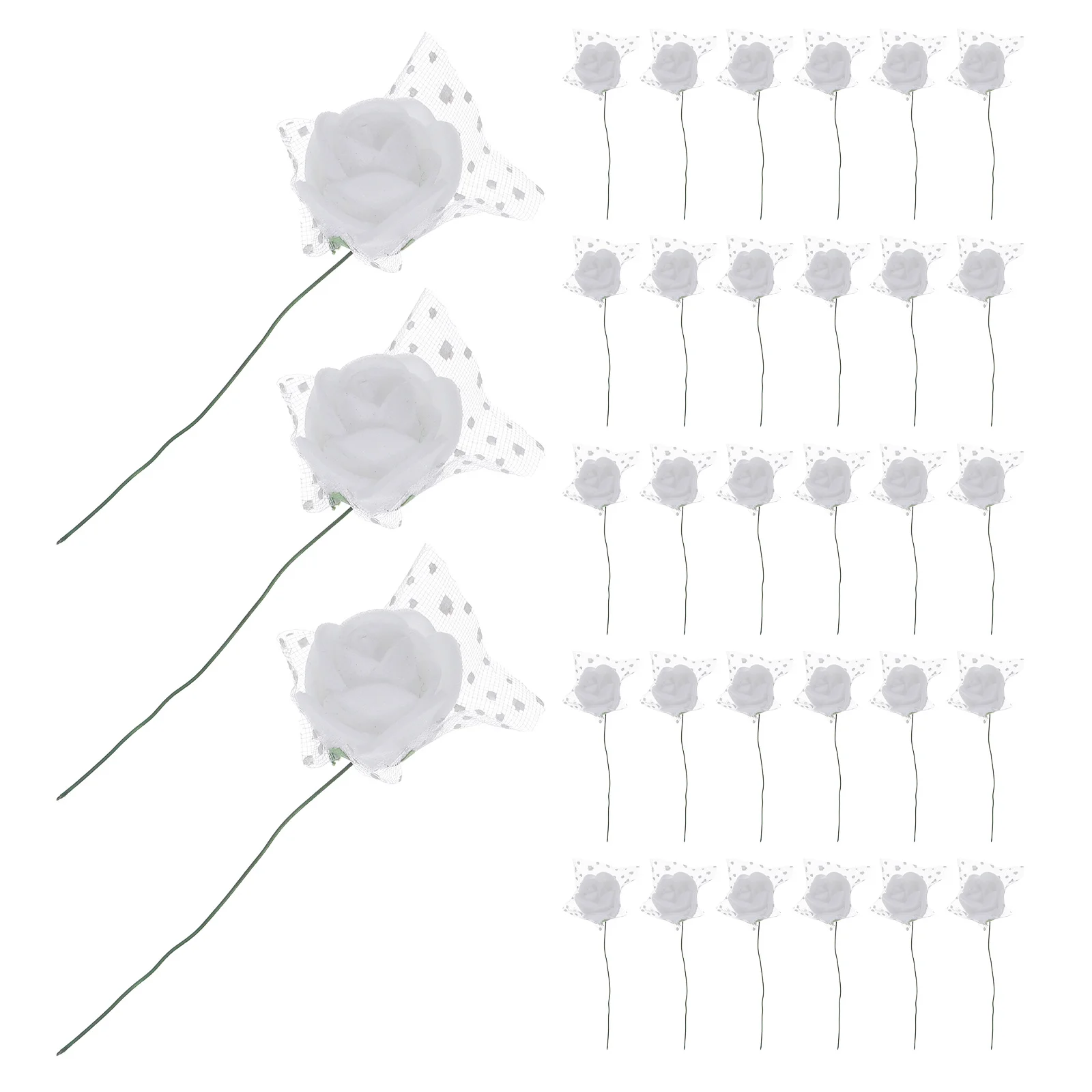 

144Pcs Realistic Foam Rose Heads 2.5cm Tulle Enhanced DIY Wedding Bouquets Bridal Shower Centerpieces Party Decor