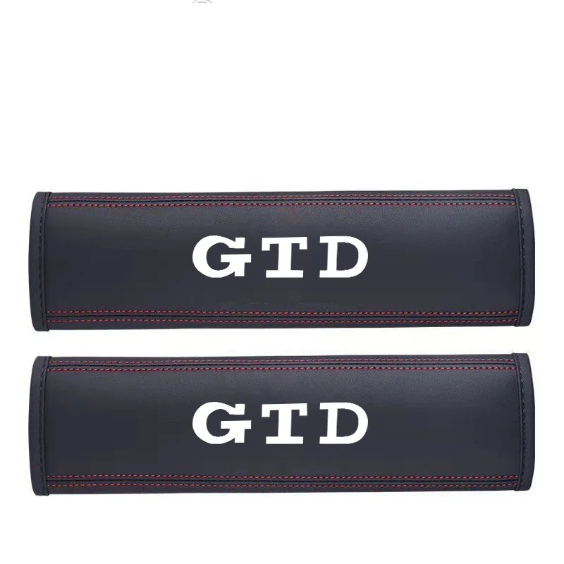 2 PCS Car Seat Belt Leather Sewing Shoulder Pads Protective Cover For VW Volkswagen GTD GOLF 4 5 6 7 8 MK7 MK5 MK6 Accessories