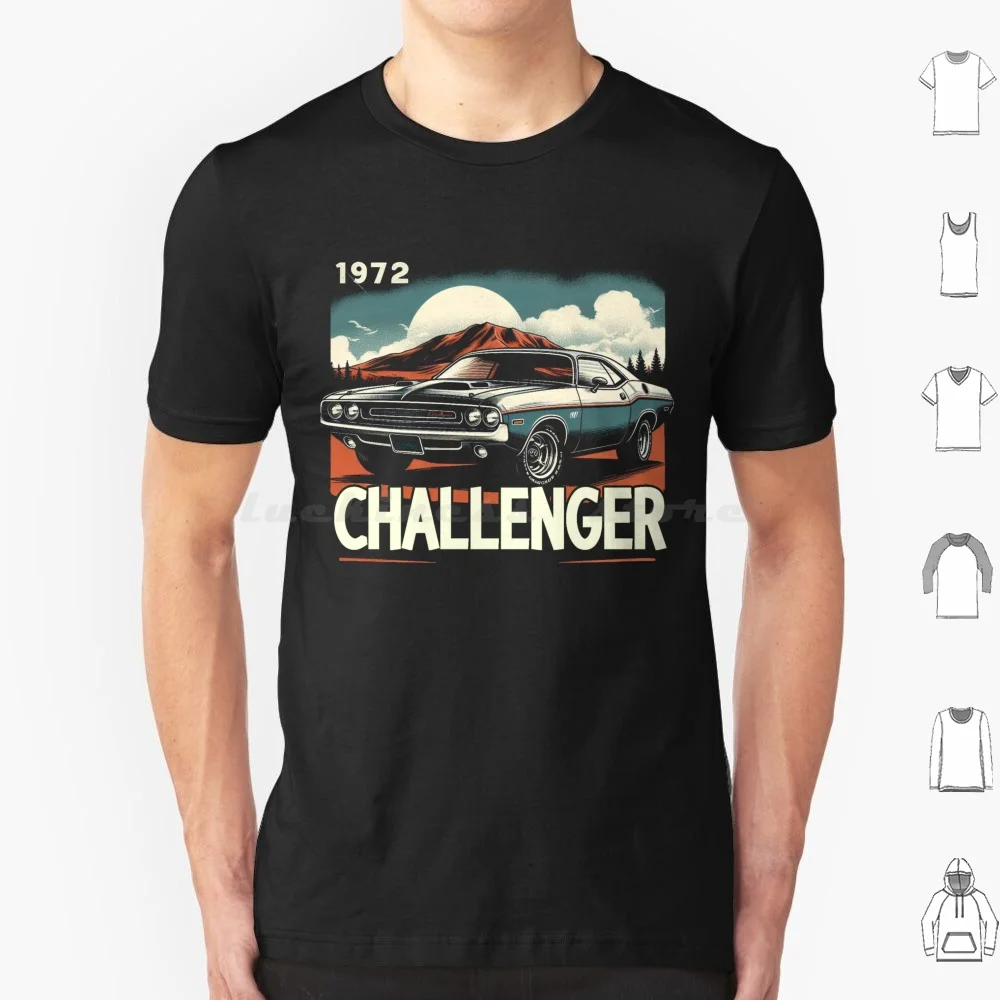 1972 Challenger Classic Muscle Car T Shirt 6xl Cotton Cool Tee Challenger 1972 Classic Car Muscle Car Vintage Colorful