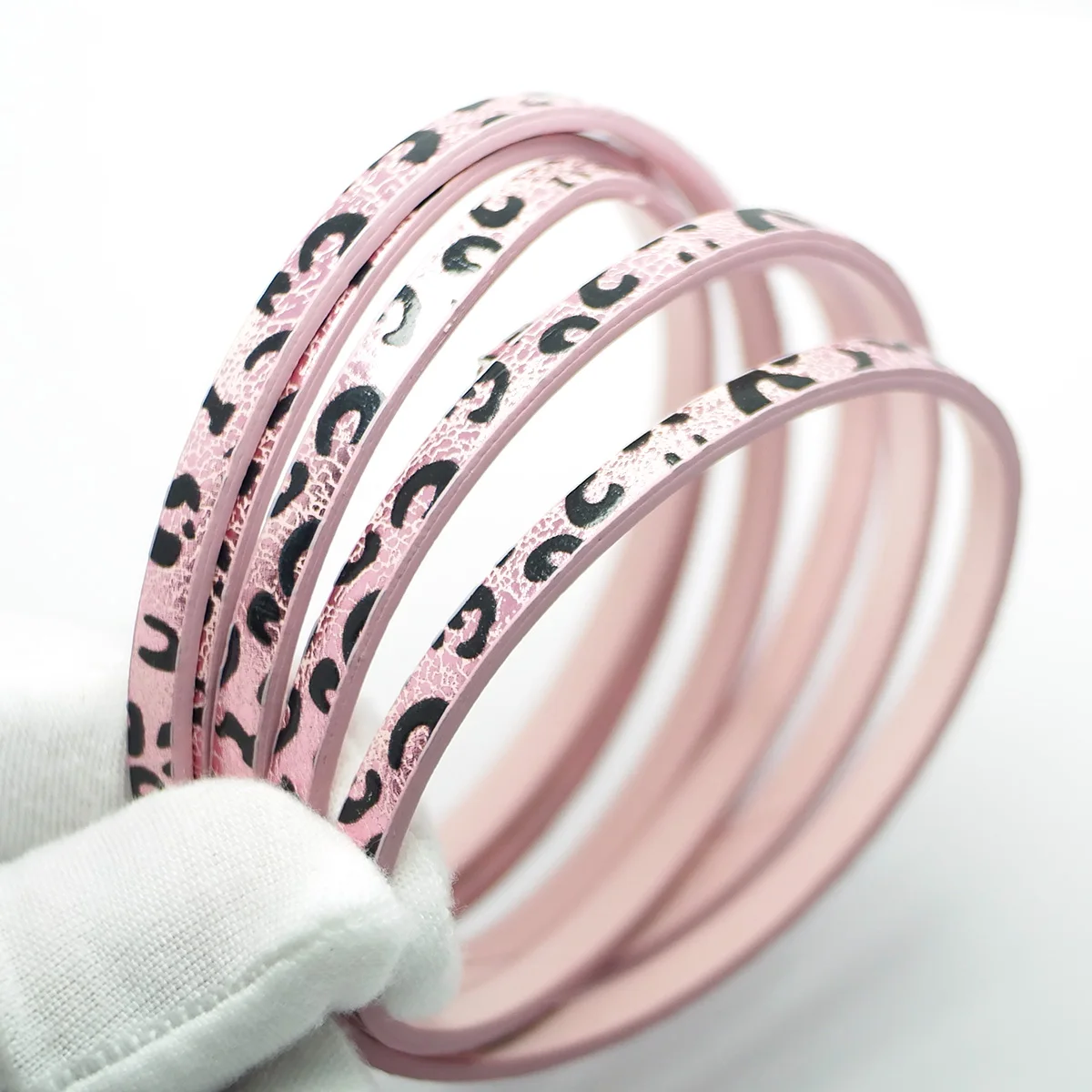 45inches Pink Soft Faux Leather Cord,Cow Pattern 5mm Leather Strips,Bracelet Cord, Jewelry Cord,Bracelet Making,Leather Hat Band