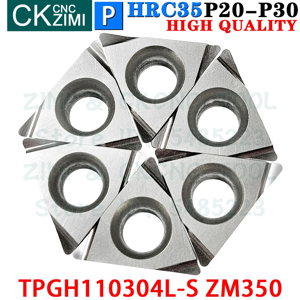 10 قطع TPGH110304L-S ZM350 TPGH 110304L S ZM350 إدراجات سيرميت غرامة أدوات إدراجات مملة أداة قطع مخرطة معدنية باستخدام الحاسب الآلي للصلب