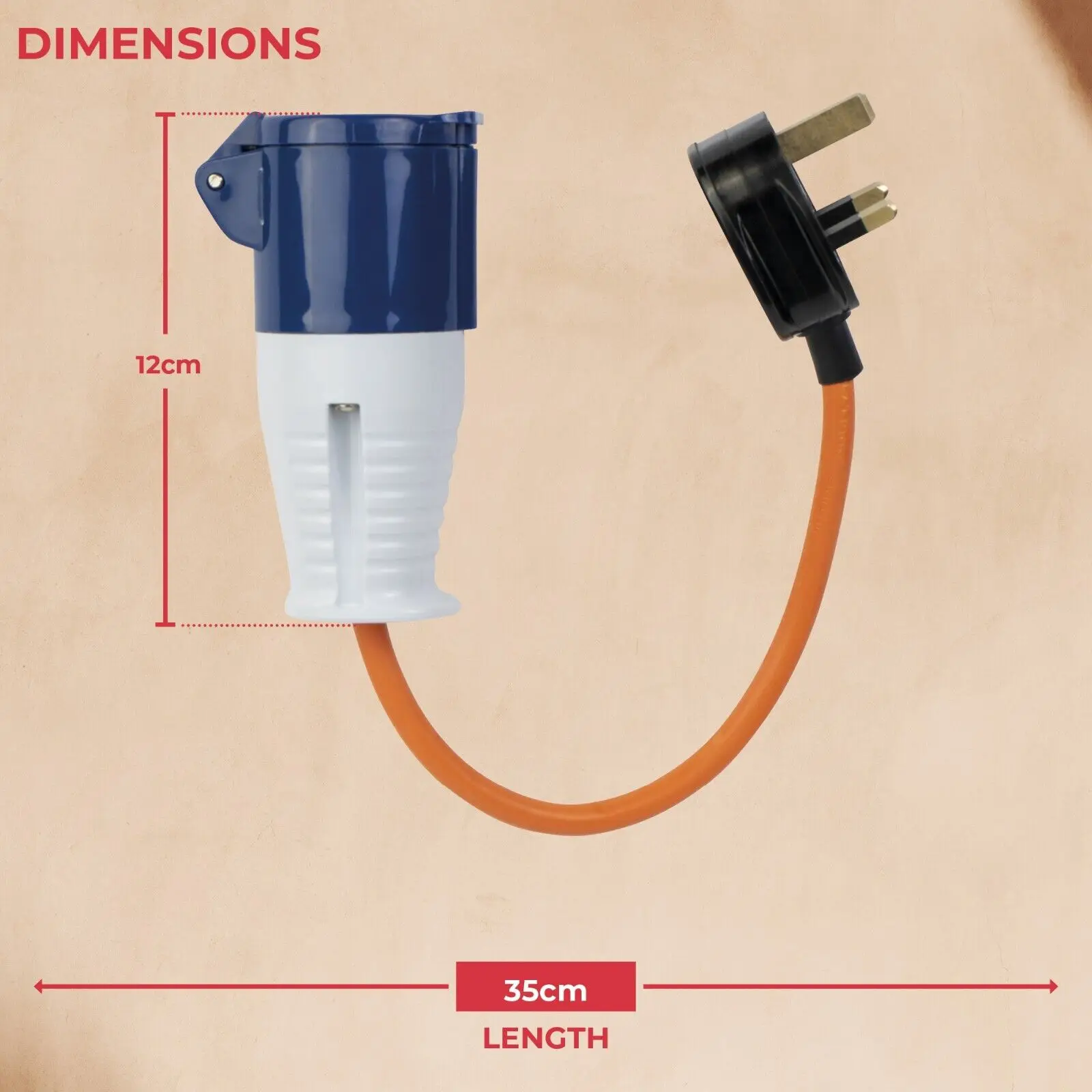 Mains Hook Up Converter Lead Cable 16A Socket Adaptor Caravan 3Pin 240V For Camper Motorhome UK EU Plug