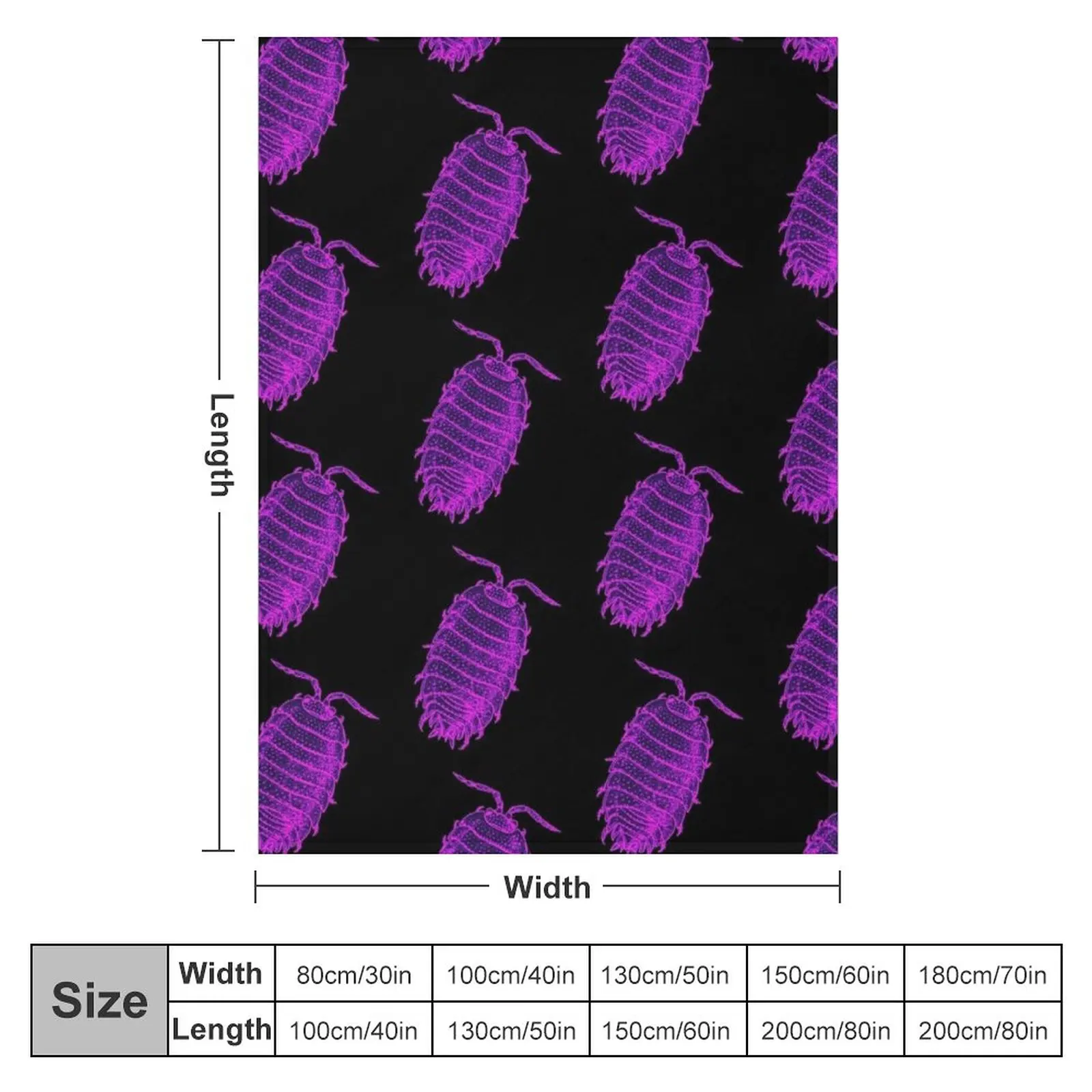 Giant Purple Isopod Throw Blanket Soft Plush Plaid Cute Plaid Tourist Blankets