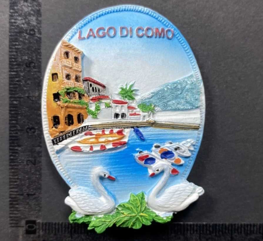 The Italian resort of Lake Como Travelling Souvenirs Fridge Magnets Creative Home Decoration Resin Fridge Magnetic Stickers 