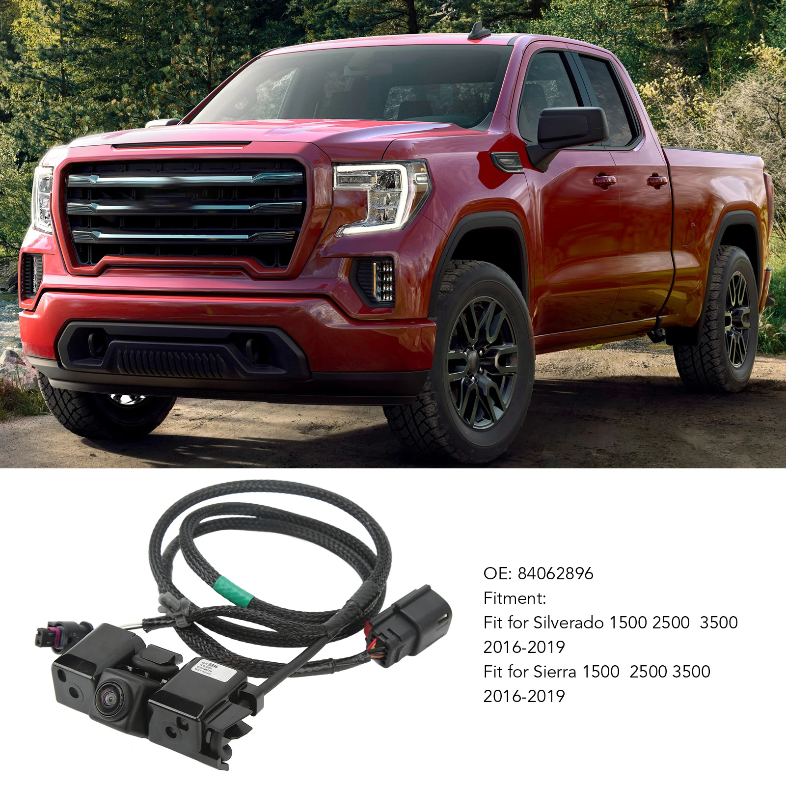 Rear View Backup Camera High Resolution IP68 Waterproof 84062896 Parking Assist Camera for Sierra 1500 2500 3500