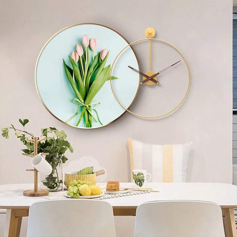 

Wholesale modern simple decoration crystal porcelain painting wall clock creative home light luxury high-end atmospheric clock