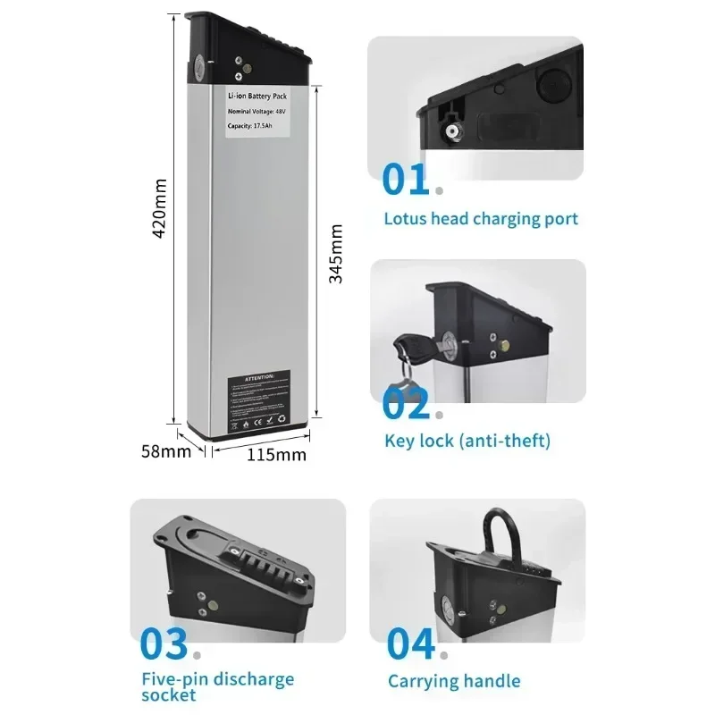 

48V 17.5Ah/14Ah & 52V 14Ah Replacement Battery for New Engwe EP-2 Pro/Engine Pro Upgraded Version MATE X Bike, DCH-009 Model