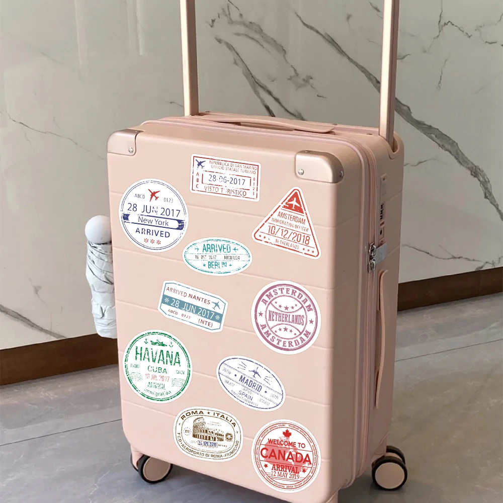 500pcs Colorful Passport Stamps Roll Stickers Decals For Phone Notebook Luggage Skateboard Guitar DIY Cartoon Aesthetic Stickers