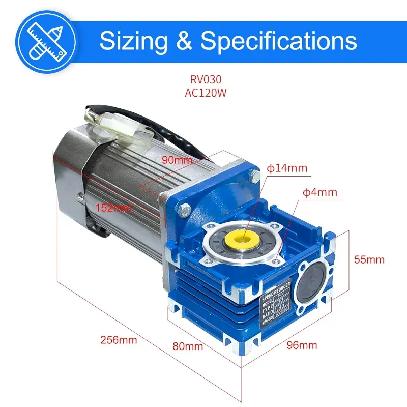 

High Torque AC Electric Worm Geared Motor 70RPM, Variable Speed Motor with AC Motor Speed Controller for Industrial Machinery,