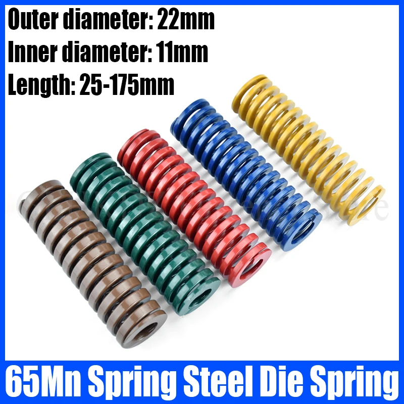 

1PCS Spiral Stamping Compression Mould Die Spring OD 22mm ID 11mm 65Mn Spring Steel Die Spring Mould Spring Length 25-175mm